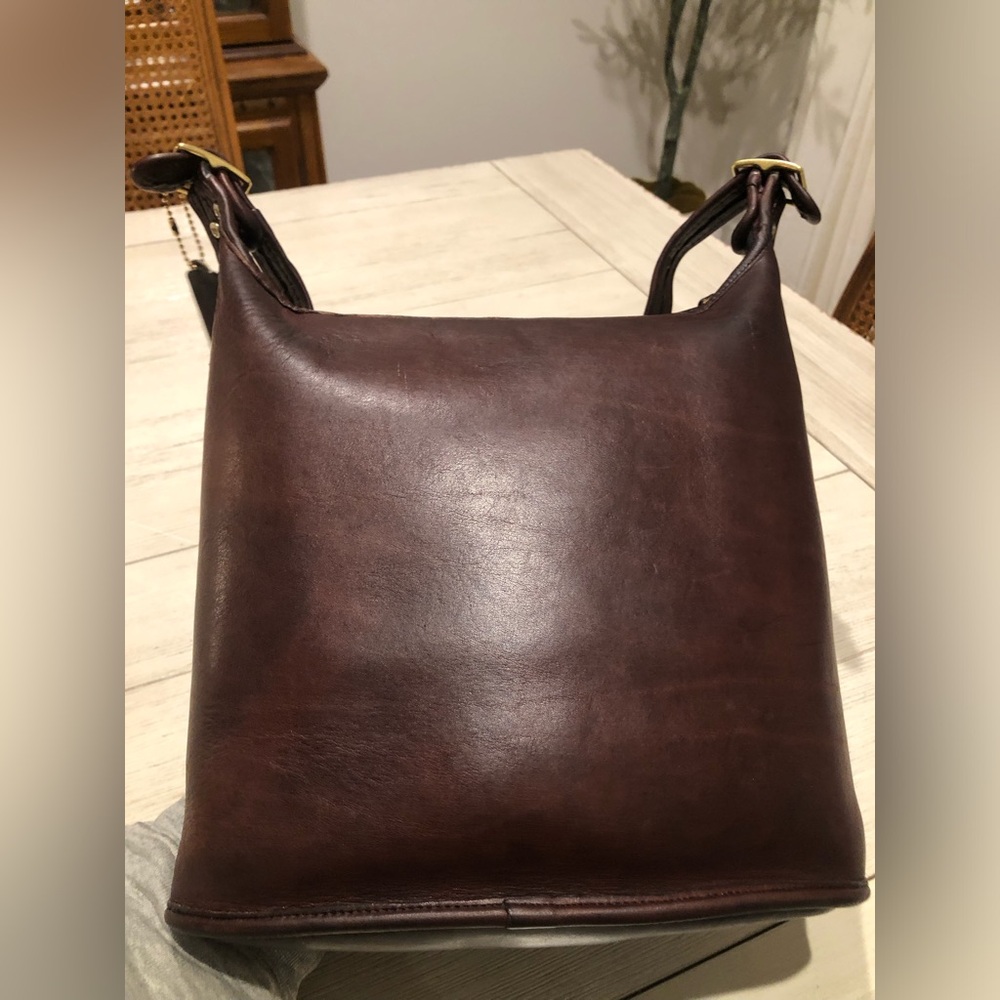 VINTAGE COACH MAHOGANY LEATHER SHOULDER SAC BUCKET BAG #9730 W/ 1-SIDED HANGTAG - Picture 3 of 15